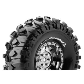 Louise RC - CR-ROWDY - 1-10 Crawler Tire Set - Mounted - Super Soft - Black Chrome 1.9 Wheels - Hex 12mm - L-T3233VBC