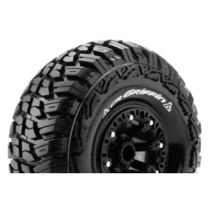 Louise RC - CR-GRIFFIN - 1-10 Crawler Tire Set - Mounted - Super Soft - Black 2.2 Wheels - Hex 12mm - L-T3235VB