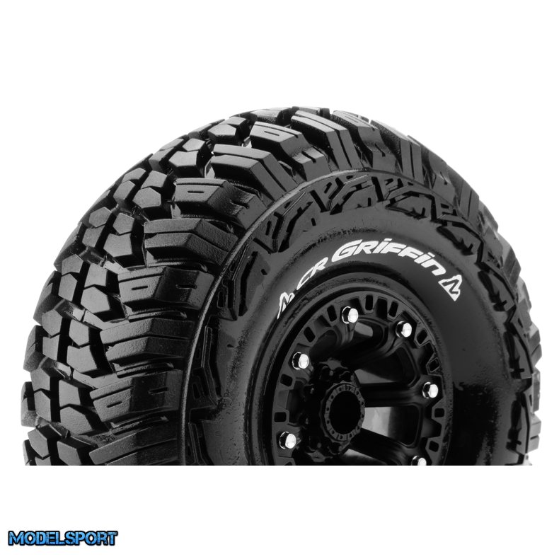 Louise RC - CR-GRIFFIN - 1-10 Crawler Tire Set - Mounted - Super Soft - Black 2.2 Wheels - Hex 12mm - L-T3235VB