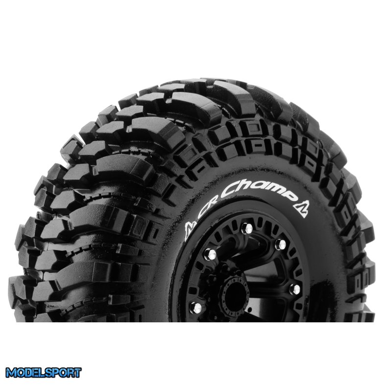 Louise RC - CR-CHAMP - 1-10 Crawler Tire Set - Mounted - Super Soft - Black 2.2 Wheels - Hex 12mm - L-T3236VB