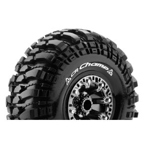 Louise RC - CR-CHAMP - 1-10 Crawler Tire Set - Mounted - Super Soft - Black Chrome 2.2 Wheels - Hex 12mm - L-T3236VBC