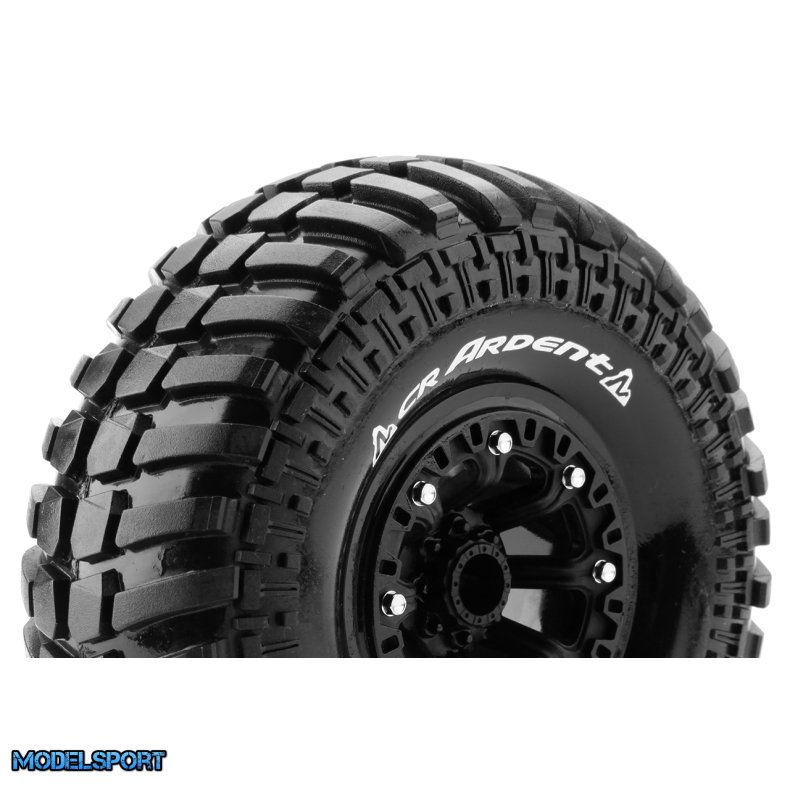 Louise RC - CR-ARDENT - 1-10 Crawler Tire Set - Mounted - Super Soft - Black 2.2 Wheels - Hex 12mm - L-T3237VB