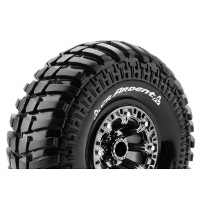 Louise RC - CR-ARDENT - 1-10 Crawler Tire Set - Mounted - Super Soft - Black Chrome 2.2 Wheels - Hex 12mm - L-T3237VBC