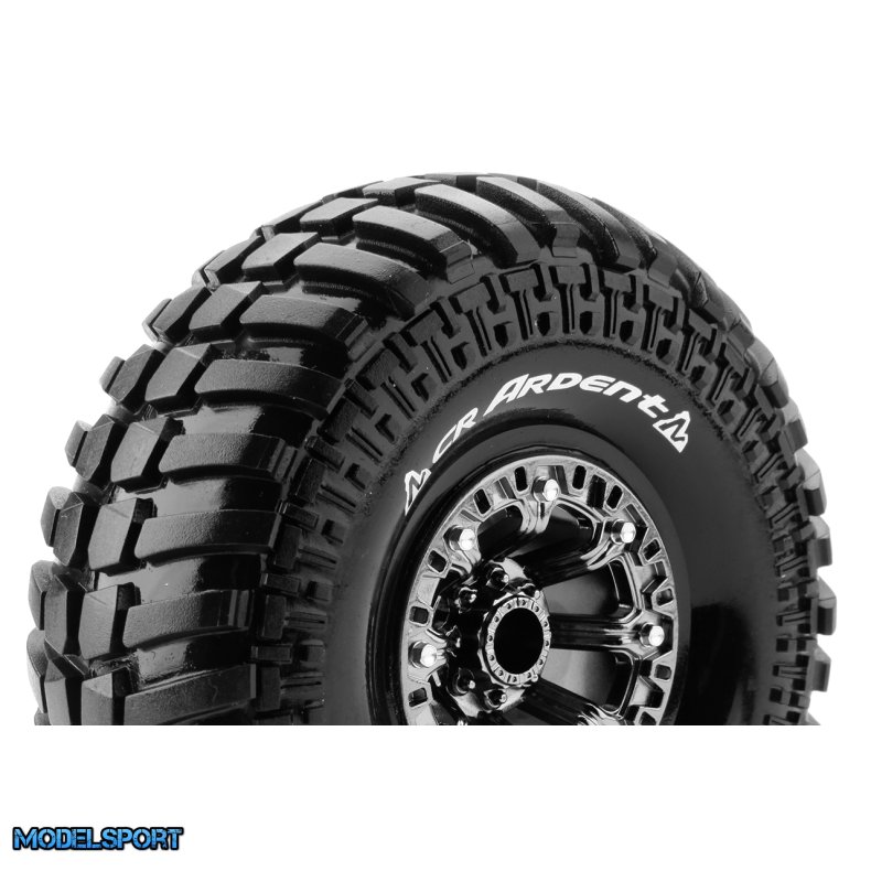 Louise RC - CR-ARDENT - 1-10 Crawler Tire Set - Mounted - Super Soft - Black Chrome 2.2 Wheels - Hex 12mm - L-T3237VBC