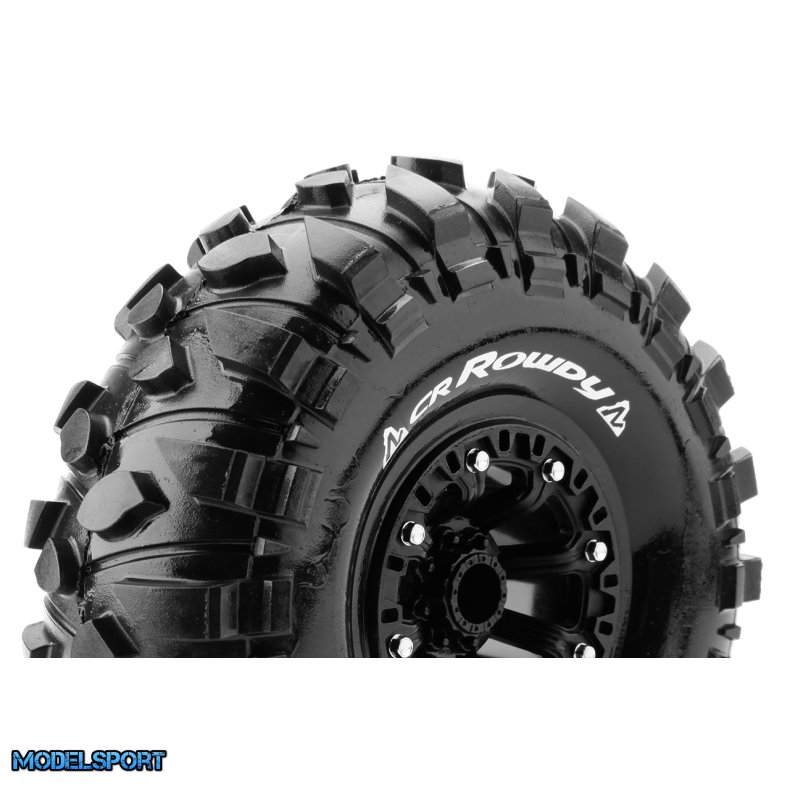 Louise RC - CR-ROWDY - 1-10 Crawler Tire Set - Mounted - Super Soft - Black 2.2 Wheels - Hex 12mm - L-T3238VB