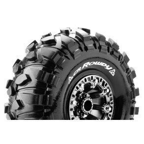 Louise RC - CR-ROWDY - 1-10 Crawler Tire Set - Mounted - Super Soft - Black Chrome 2.2 Wheels - Hex 12mm - L-T3238VBC