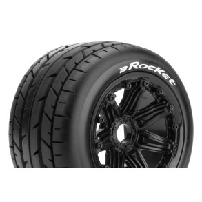 Louise RC - B-ROCKET - 1-5 Buggy Tire Set - Mounted - Sport - Black Bead-Lock Wheels - Hex 24mm - Rear - L-T3242B