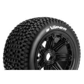 Louise RC - B-VIPER - 1-5 Buggy Tire Set - Mounted - Sport - Black Bead-Lock Wheels - Hex 24mm - Rear - L-T3245B