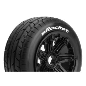 Louise RC - B-ROCKET - 1-5 Buggy Tire Set - Mounted - Sport - Black Bead-Lock Wheels - Hex 24mm - Front - L-T3266B