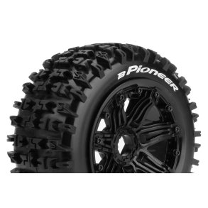 Louise RC - B-PIONEER - 1-5 Buggy Tire Set - Mounted - Sport - Black Bead-Lock Wheels - Hex 24mm - Front - L-T3267B
