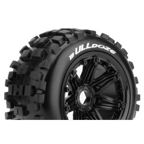 Louise RC - B-ULLDOZE - 1-5 Buggy Tire Set - Mounted - Sport - Black Bead-Lock Wheels - Hex 24mm - Front - L-T3268B