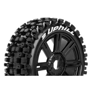 Louise RC - B-UPHILL - 1-8 Buggy Tire Set - Mounted - Soft - Black Spoke Wheels - Hex 17mm - L-T3271SB