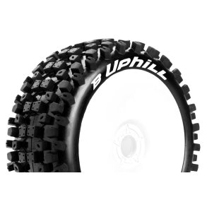 Louise RC - B-UPHILL - 1-8 Buggy Tire Set - Mounted - Soft - White Wheels - Hex 17mm - L-T3271SW