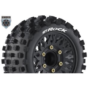 Louise RC - ST-ROCK - 1-10 Stadium Truck Tire Set - Mounted - Sport - Black Wheels - Removable HEX 12 Narrow, 12 Wide, 14, 17mm - L-T3273SX