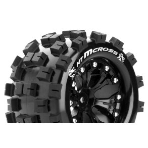 Louise RC - MT-MCROSS - 1-10 Monster Truck Tire Set - Mounted - Sport - Black 2.8 Wheels - 0-Offset - Hex 12mm - L-T3274SB