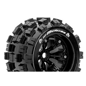 Louise RC - MT-MCROSS - 1-8 Monster Truck Tire Set - Mounted - Sport - Felgen 3.8 Schwarz - 0-Offset - Hex 17mm - L-T3276B