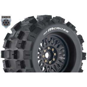 Louise RC - MT-MCROSS - 1-8 Monster Truck Tire Set - Mounted - Sport - Black Wheels - Removable 0