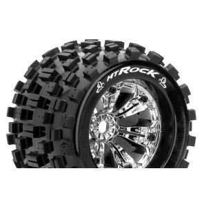 Louise RC - MT-ROCK - 1-8 Monster Truck Tire Set - Mounted - Sport - Felgen 3.8 Chrom - 0-Offset - Hex 17mm - L-T3277C