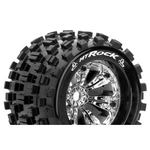 Louise RC - MT-ROCK - 1-8 Monster Truck Tire Set - Mounted - Sport - Felgen 3.8 Chrom - 1/2-Offset - Hex 17mm - L-T3277CH