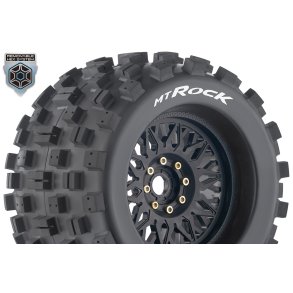 Louise RC - MT-ROCK - 1-8 Monster Truck Tire Set - Mounted - Sport - Black Wheels - Removable 0