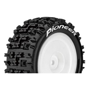 Louise RC - E-PIONEER - 1-10 Buggy Tire Set - Mounted - Soft - White Wheels - Hex 12mm - Rear - L-T3278SWKR