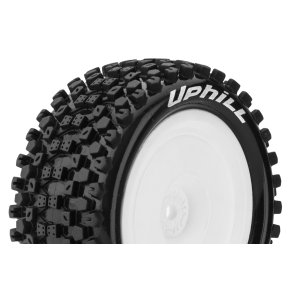 Louise RC - E-UPHILL - 1-10 Buggy Tire Set - Mounted - Soft - White Wheels - Hex 12mm - Rear - L-T3279SWKR