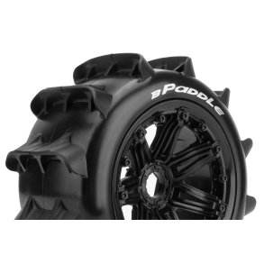 Louise RC - B-PADDLE - 1-5 Buggy Tire Set - Mounted - Sport - Black Bead-Lock Wheels - Hex 24mm - Rear - L-T3280B