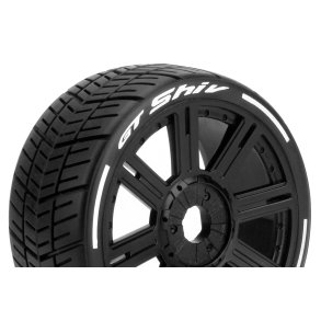 Louise RC - MFT - GT-SHIV - 1-8 Buggy Tire Set - Mounted - Super Soft - Black Spoke Wheels - Hex 17mm - L-T3284VB
