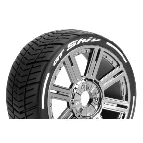 Louise RC - MFT - GT-SHIV - 1-8 Buggy Tire Set - Mounted - Super Soft - Black Chrome Spoke Wheels - Hex 17mm - L-T3284VBC