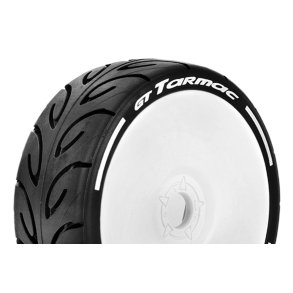 Louise RC - MFT - GT-TARMAC - 1-8 Buggy Tire Set - Mounted - Soft - White Wheels - Hex 17mm - L-T3285SW