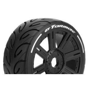 Louise RC - MFT - GT-TARMAC - 1-8 Buggy Tire Set - Mounted - Super Soft - Black Spoke Wheels - Hex 17mm - L-T3285VB
