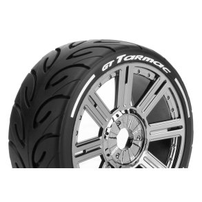 Louise RC - MFT - GT-TARMAC - 1-8 Buggy Tire Set - Mounted - Super Soft - Black Chrome Spoke Wheels - Hex 17mm - L-T3285VBC