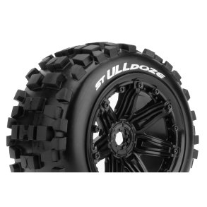 Louise RC - ST-ULLDOZE - 1-8 Stadium Truck Tire Set - Mounted - Sport - Black 3.8 Bead Style Wheels - Hex 17mm - L-T3288B