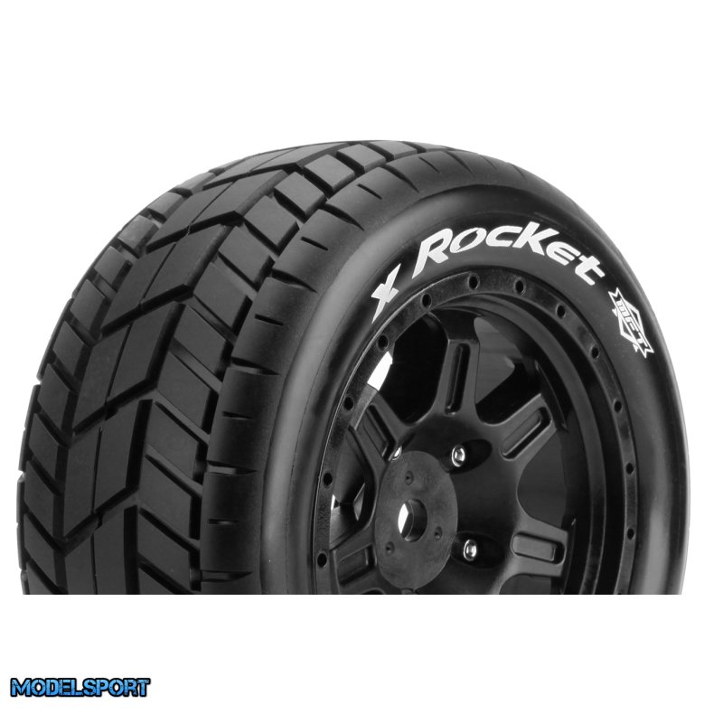 Louise RC - MFT - X-ROCKET - Tire Set for X-Maxx - Mounted - Sport - Black Wheels - Hex 24mm - L-T3295B