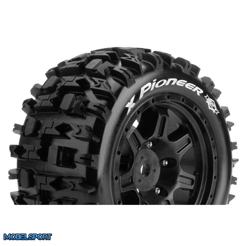 Louise RC - MFT - X-PIONEER - Tire Set for X-Maxx - Mounted - Sport - Black Wheels - Hex 24mm - L-T3296B