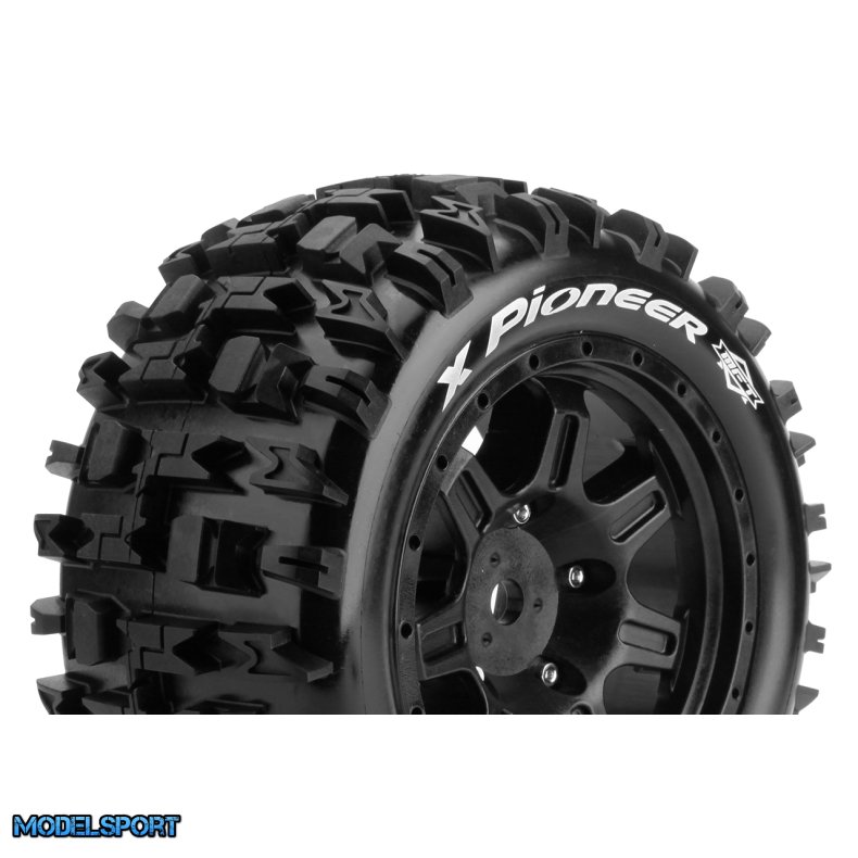 Louise RC - MFT - X-PIONEER - KRATON 8S Serie Tire Set - Mounted - Sport - Black Wheels - Hex 24mm - L-T3296BM