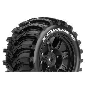 Louise RC - MFT - X-CYCLONE - Tire Set for X-Maxx - Mounted - Sport - Black Wheels - Hex 24mm - L-T3298B