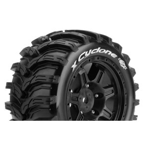 Louise RC - MFT - X-CYCLONE - KRATON 8S Serie Tire Set - Mounted - Sport - Black Wheels - Hex 24mm - L-T3298BM