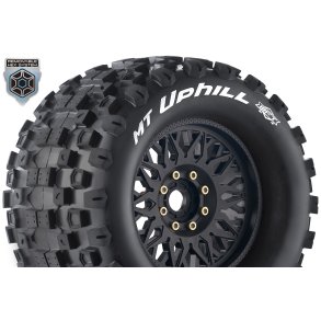 Louise RC - MFT - MT-UPHILL - 1-8 Monster Truck Tire Set - Mounted - Sport - Black Wheels - Removable 0