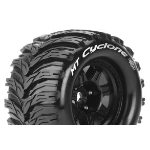 Louise RC - MFT - MT-CYCLONE - 1-8 Monster Truck Tire Set - Mounted - Sport - Black 3.8 Bead Style Wheels - 1/2-Offset - Hex 17mm - L-T3323BH