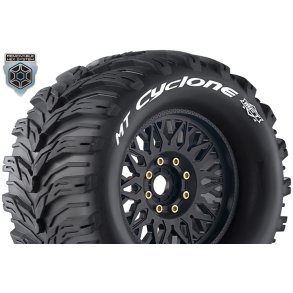 Louise RC - MFT - MT-CYCLONE - 1-8 Monster Truck Tire Set - Mounted - Sport - Black Wheels - Removable 0