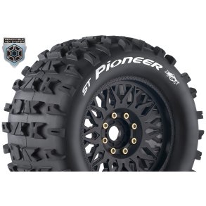 Louise RC - MFT - ST-PIONEER - 1-8 Stadium Truck Tire Set - Mounted - Sport - Black Wheels - Removable 0
