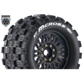 Louise RC - MFT - ST-MCROSS - 1-8 Stadium Truck Tire Set - Mounted - Sport - Black Wheels - Removable 0