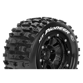 Louise RC - MFT - MT-PIONEER - Tire Set for Maxx - Mounted - Sport - Black 3.8 Bead-Lock Wheels - 1/2-Offset - Hex 17mm - L-T3329SB