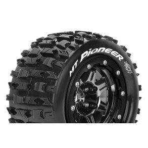 Louise RC - MFT - MT-PIONEER - Tire Set for Maxx - Mounted - Sport - Black Chrome 3.8 Bead-Lock Wheels - 1/2-Offset - Hex 17mm - L-T3329SBC
