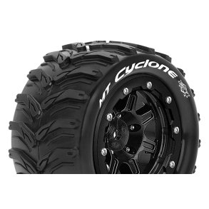 Louise RC - MFT - MT-CYCLONE - Tire Set for Maxx - Mounted - Sport - Black 3.8 Bead-Lock Wheels - 1/2-Offset - Hex 17mm - L-T3331SB