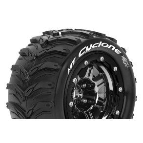 Louise RC - MFT - MT-CYCLONE - Tire Set for Maxx - Mounted - Sport - Black Chrome 3.8 Bead-Lock Wheels - 1/2-Offset - Hex 17mm - L-T3331SBC