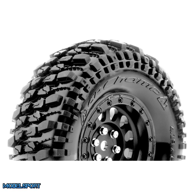 Louise RC - CR-CHAMP - Class 1 - 1-10 Crawler Tire Set - Mounted - Super Soft - Black 1.9 Wheels - Hex 12mm - L-T3345VB