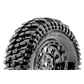 Louise RC - CR-CHAMP - Class 1 - 1-10 Crawler Tire Set - Mounted - Super Soft - Black Chrome 1.9 Wheels - Hex 12mm - L-T3345VBC