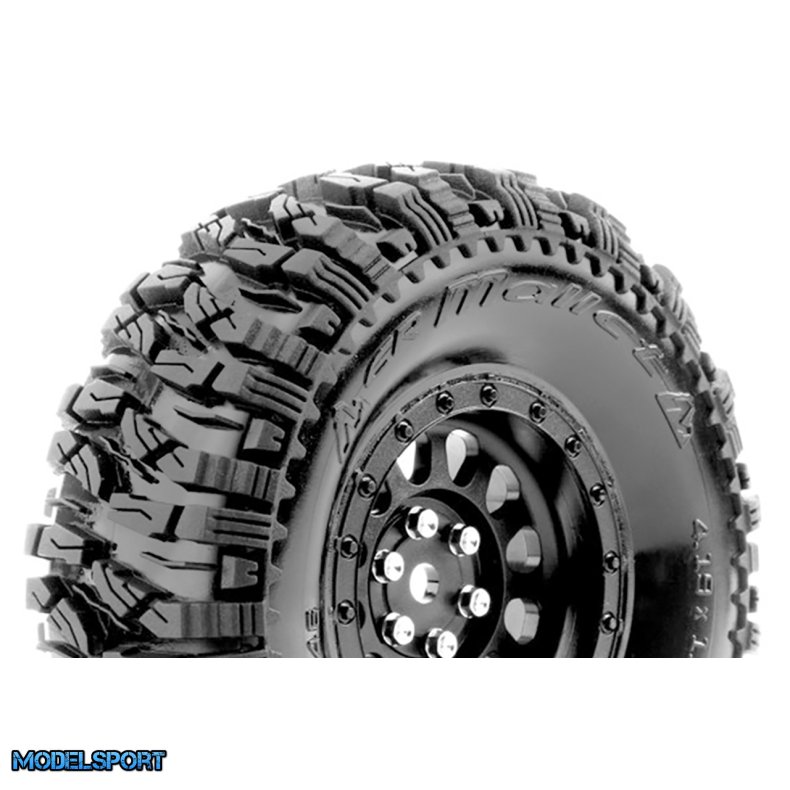 Louise RC - CR-MALLET - Class 1 - 1-10 Crawler Tire Set - Mounted - Super Soft - Black 1.9 Wheels - Hex 12mm - L-T3346VB
